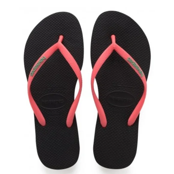 NWT Havaianas Coral Black Flip Flops 6